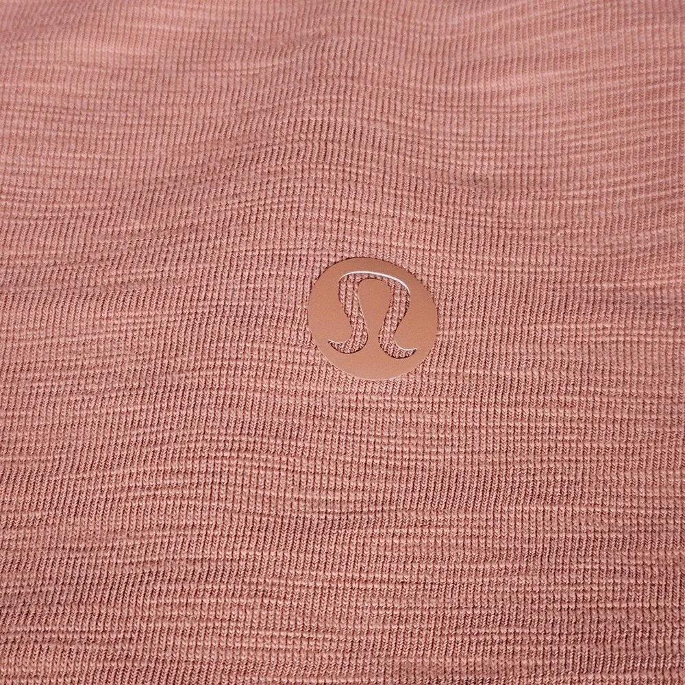 Lululemon Women 10 Pima Cotton Short Sleeve Tee Heather Peach Orange Curved Hem
